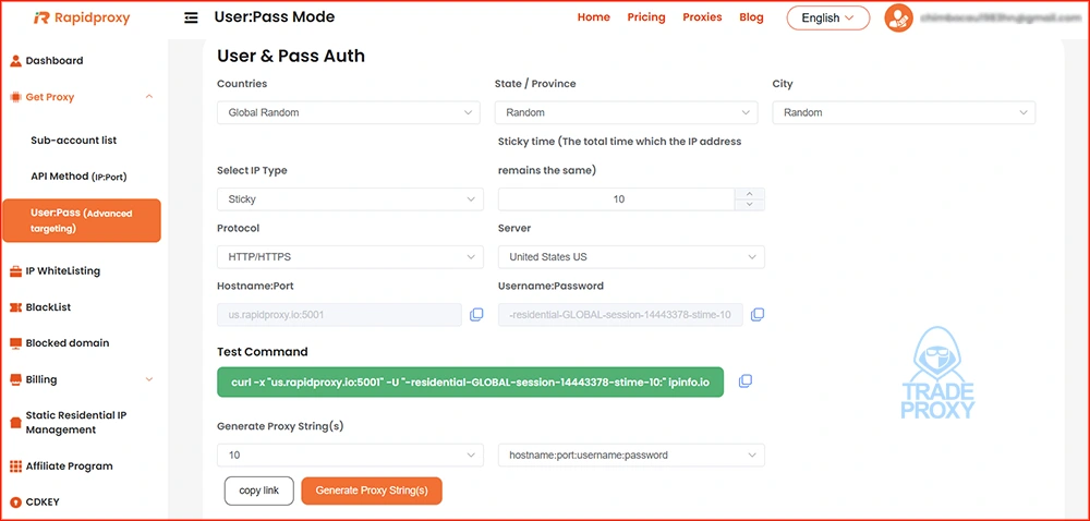 Giao diện rapid proxy
