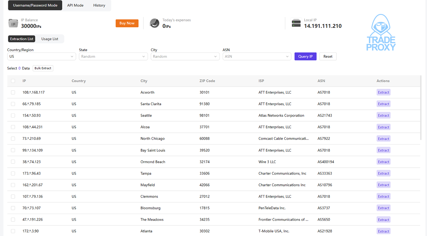 Giao diện website 1024Proxy