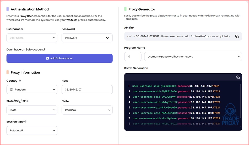 giao diện sử dụng proxy bee